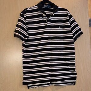 Polo by Ralph Lauren Men's Black and White Striped Polo